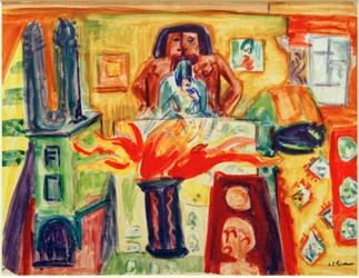 E.L.Kirchner, Interiör med tulpaner
