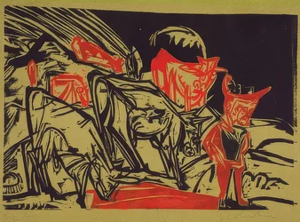 Flock kor med herde. 1919