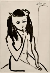 Untitled (Fränzi som naken, hand på hakan)