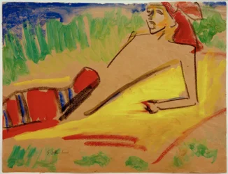 Untitled (Fränzi, liggande vid vattnet)