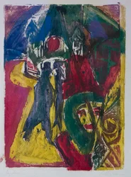 Street with Cocotte, Berlin Street Scene, 1915-1916.