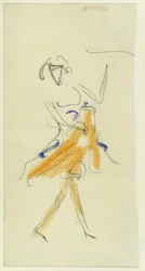 En dansare. Verk av Ernst Ludwig Kirchner (1880-1938), penna och pastell på kartong