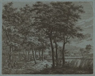 Landskap med en bonde som bär ved, ca. 1800.