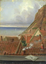 Utsikt från ett fönster av Helgoland (olja på duk nedlagd på kartong)