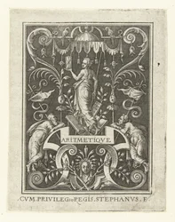 Aritmetisk ARITMETIQVE (titel på objekt) Fyra liberala konster, perspektivet och arkitekturen, representerade av kvinnor (senare version) (serietitel)