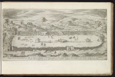 Circus of Maxentius i Rom Bouwwerken uit de oudheid (serietitel) Resterna av det antika Rom samlade och fotograferade i perspektiv av Stefano Du Perac Parisino (serietitel på objekt)