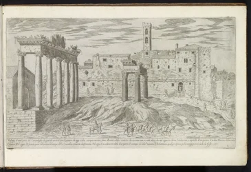 Forum Romanum i Rom Bouwwerken uit de oudheid (serietitel) Resterna av det antika Rom samlade och fotograferade i perspektiv av Stefano Du Perac Parisino (serietitel på objekt)