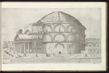 Pantheon i Rom Bouwwerken uit de oudheid (serietitel) Resterna av antiken i Rom samlade och porträtterade i perspektiv av Stefano Du Perac Parisino (serietitel på objekt)
