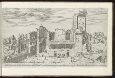Ruinerna av Quirinale i Rom Bouwwerken uit de oudheid (serietitel) Resterna av det antika Rom samlade och fotograferade i perspektiv av Stefano Du Perac Parisino (serietitel på objekt)