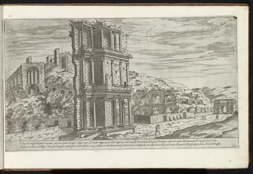 Septizonium i Rom Bouwwerken uit de oudheid (serietitel) Resterna av det antika Rom samlade och fotograferade i perspektiv av Stefano Du Perac Parisino (serietitel på objekt)