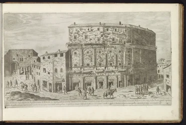 Marcellus teater i Rom Bouwwerken uit de oudheid (serietitel) Resterna av det antika Rom samlade och fotograferade i perspektiv av Stefano Du Perac Parisino (serietitel på objekt)
