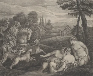 Diana och Acteon förvandlades till en hjort, ca. 1742.