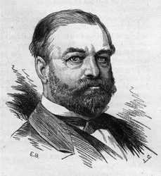 Porträtt av Adolphe Cochery (1819 -1900), fransk politiker. Gravyr av Bocour i "" Le Monde Illustré"" nr 1287 den 26 november