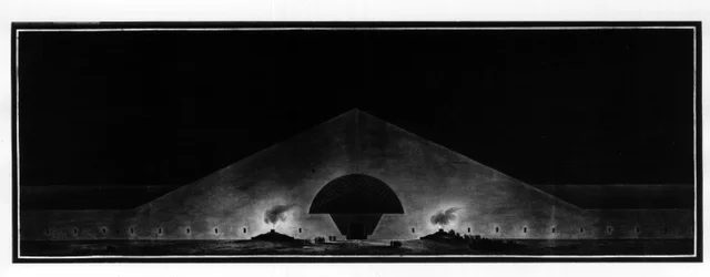 Begravningsmonument som "karaktäriserar den typ av begravningsarkitektur" - E.L. Boullée.