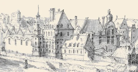 Martellange, Vy över Paris 1620 - Ashmolean Museum (detalj med Hôtel de Nevers) (justerad)