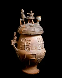 Etruskisk civilisation, begravningsrit: cinerary vas från Montescudaio, Italien 650 f.Kr.