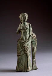 Etruskisk civilisation: "" offerarfigur"" bronsskulptur, från Montalcino, Italien 2:a århundradet f.Kr., Dim 18 cm