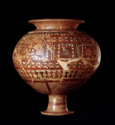 Etruskisk civilisation: olla-vas från grav 3, nekropolen i Buccacce a Bisenzio - 600-talet f.Kr.
