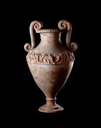 Etruskisk civilisation: terrakotta amfora från en grav i Poggio Sala, Italien 300-talet f.Kr. Dim 48 cm