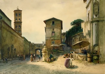 Via dei Penitenzieri i Rom, av Ettore Roesler Franz (1845-1907), ur serien Roma sparita (Det försvunna Rom)