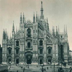 Fasaden av Duomo, Milano, Italien, 1927