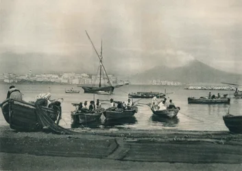 Fiskare som sätter till havs, Neapel, Italien, 1927
