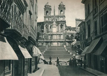 Spanska trappan och Trinita dei Monti-kyrkan, Rom, Italien, 1927