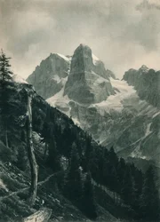 Utsikt över Brenta-gruppen, Madonna di Campiglio, Dolomiterna, Italien, 1927
