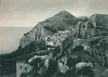 Utsikt över havet med Monte Solaro, Capri, Italien, 1927