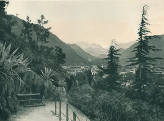 Utsikt över staden Bolzano, Sydtyrolen, Italien, 1927