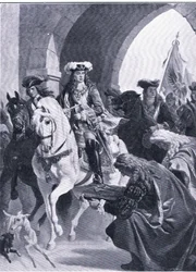 Österrikarna på väg in i Belgrad, illustration från Landmarks in European History publicerad av Gresham Publishing Co, ca 1920 (litho)