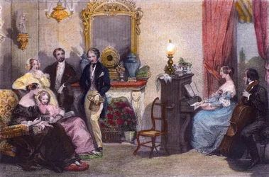 Familjekonsert, Scen från In Summer in Paris av Jules Janin, av Eugene Lami