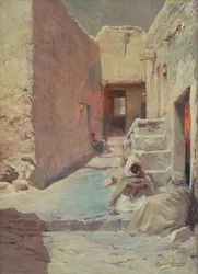 Gatubild med araber (olja på duk)