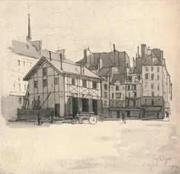 Gamla hus vid Quai des Orfevres, 1915
