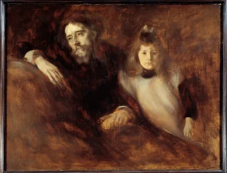 Alphonse Daudet (1840 - 1897) och hans dotter. Målning av Eugene Carriere (1849-1906)