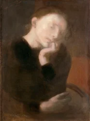 Meditation par Carriere, Eugene (1849-1906), ca 1892 - Olja på duk, 65,5x48,7 - Ohara Museum of Art, Kurashiki