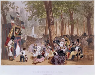 Guignol-teatern på Champs Elysees, 1856