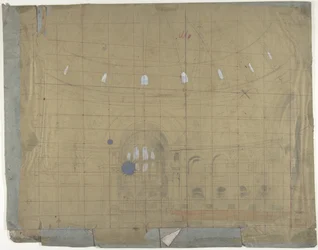 Design för en scenuppsättning på Opéran, Paris: Kyrkans inre, 1830-90.
