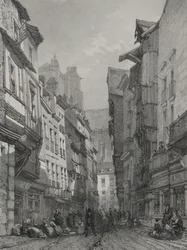 Pittoreska och romantiska resor i det antika Frankrike. Bretagne: Den gamla huvudgatan i Nantes