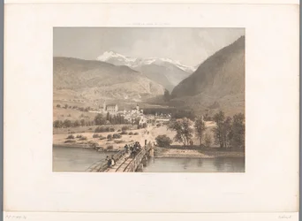 Utsikt över bron på Rhône brev Sevärdheter i Schweiz, Savojen och Tyrolen La Suisse, la Savoie et le Tyrol