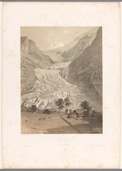 Utsikt över den höga Grindelwaldglaciären Glacier Superior de Grindelwald (titel på objekt) Ansikten i Schweiz och Savoy (serietitel) La Suisse et la Savoie (serietitel på objekt)