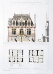 Design från stads- och lanthus Baserat på de moderna husen i Paris, c.1864