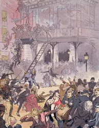 Brand på Opera Comique, 25 maj 1887 (färg litho)
