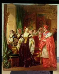 En scen ur Shakespeares Henry VIII; Kardinal Wolsey och Katarina av Aragon, 1858