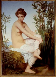 Antik badande kvinna. Målning av Eugène Amaury Duval (1808-1885), 1800-talet, konstmuseet i Rouen