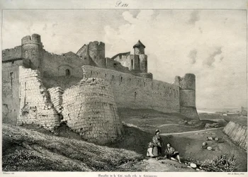 Carcassonne, stadsmur, svårt skadad