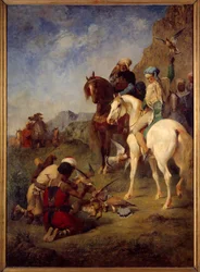 Falkjakt i Algeriet: botemedlet. Målning av Eugene Fromentin (1820-1876)