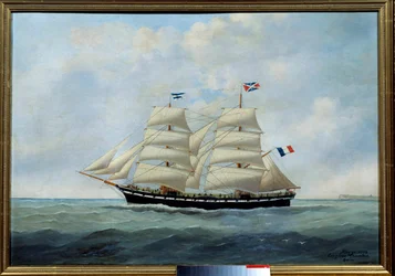 Le brick Union (för torskfiske) Målning av Eugene Margueritte-Grandin dit Eugene Grandin (1833-1916) 1904 Sön. 0,57x0,81 m Fecamp, musee des Terres Neuvas - Briggen Union. (torskfiske) Målning av Eugene Grandin (1833-1916)