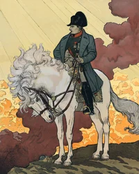 Ett nytt liv för Napoleon I Bonaparte (1769-1821). 1894 Litografi av Eugene Samuel GRASSET (1845-1917) publicerad i ""The Century Magazine"". Privat samling.