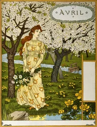 April, Illustration från konstportföljen "Månaden", 1896